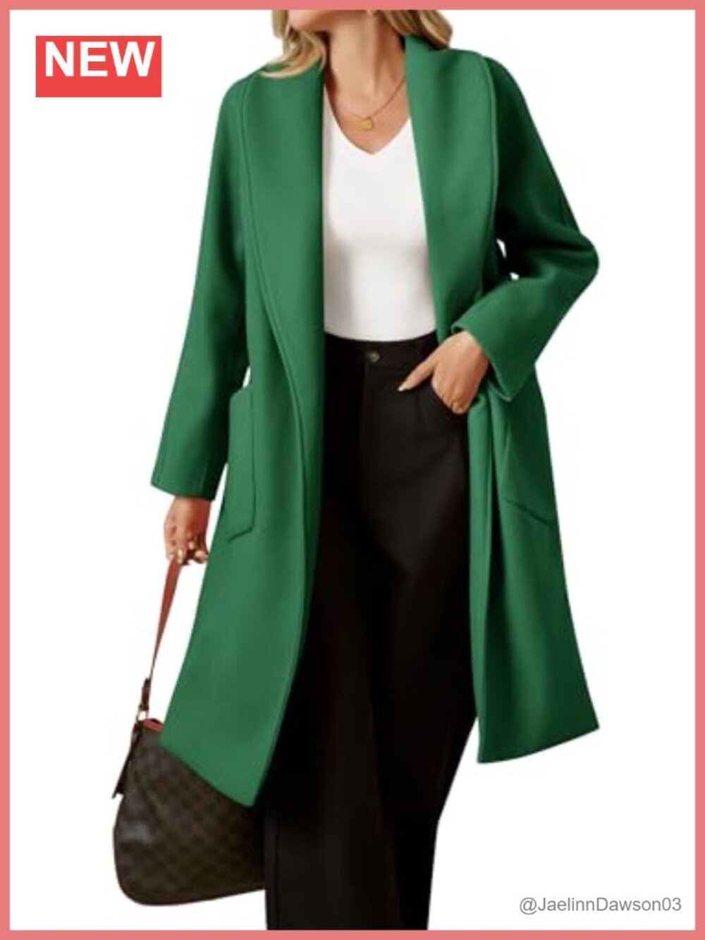 Womens Open Front Pea Coat Classic Lapel Long Trench Coat Loose Winter